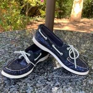 Sparkly Navy Blue Sperry Top-Siders Size 6M